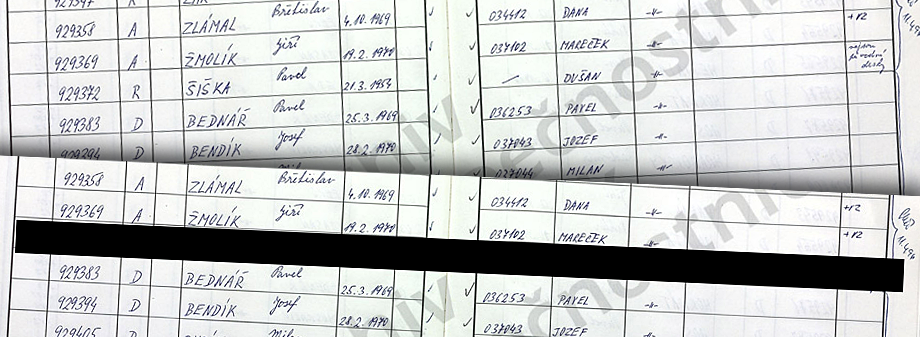 Obr. V horní části obrázku je stránka archivního protokolu, jak vypadala od roku 2010 až do minulého měsíce. Ve spodní části je zachycen současný stav.